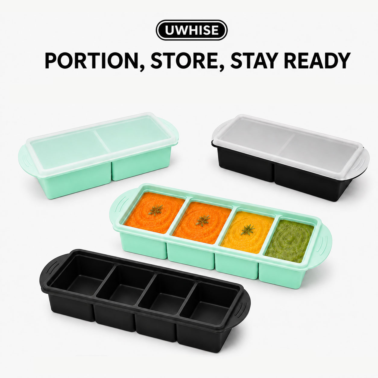 Meal Prep Template - Uwhise Silikonowa Taca do Zamrażania Zupy,