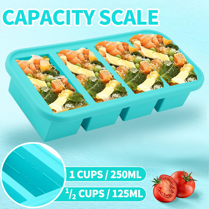 Meal Prep Template - 4 Silikonowe Formy do Zamrażania -